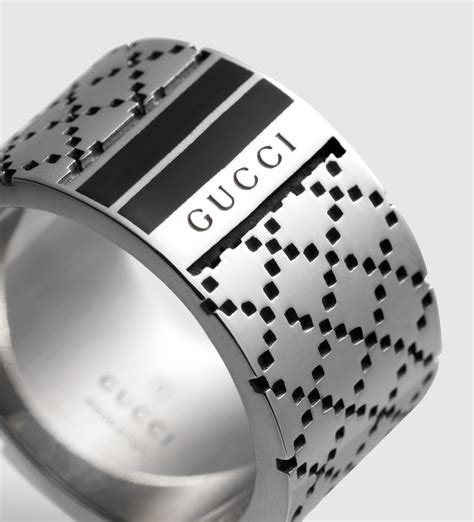 buy gucci black ring mens|Gucci silver band ring.